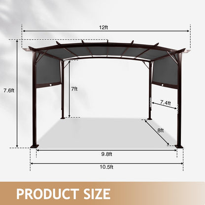 VINGLI 9’x 12' Outdoor Pergola Metal Retractable Pergola Canopy with Adjustable Roof, Garden Pergola for Deck, Porch, Garden, Yard (Grey) - WoodArtSupply