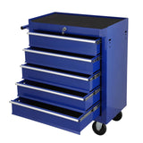 5 Drawer Rolling Tool Box,Blue Locking Tool Chest With Drawers,Tool Cabinets On Wheels for Garage Storage,Warehouse,Workshop,Repair Shop Mechanic Tool Cart BouPower