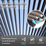 Domi Louvered Pergola 10' x 10' Outdoor Aluminum Pergola with Adjustable Roof, Aluminum Frame, Efficient Drainage System for Patio, Deck, Garden, Brown domi outdoor living