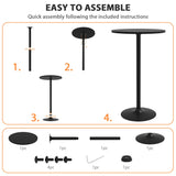 Tall Bar Table Cocktail Table Drink Table With Metal Base, 40" High Top Table 23.6 In MDF Top Pub Table Bar Height Table Bistro Table Round Table Drink Tables for Small Spaces Home, Wood, Black BORGEBY