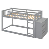 Harper & Bright Designs Twin Over Twin Low Bunk Bed with Storage,Floor Bunk Bed Frame with 4 Drawers and 3 Shelves, Solid Wood Loft Bed for Kids Girls Boys - Gray Harper & Bright Designs