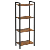 VASAGLE 4-Tier Tall Bookshelf, Bookcase with Steel Frame, Book Shelf for Living Room, Home Office, Study, 9.4 x 15.7 x 42.1 Inches, Industrial Style, Rustic Brown and Black ULLS099B01 VASAGLE