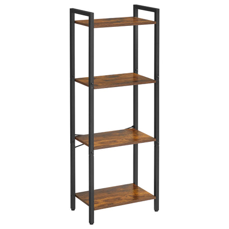 VASAGLE 4-Tier Tall Bookshelf, Bookcase with Steel Frame, Book Shelf for Living Room, Home Office, Study, 9.4 x 15.7 x 42.1 Inches, Industrial Style, Rustic Brown and Black ULLS099B01 VASAGLE