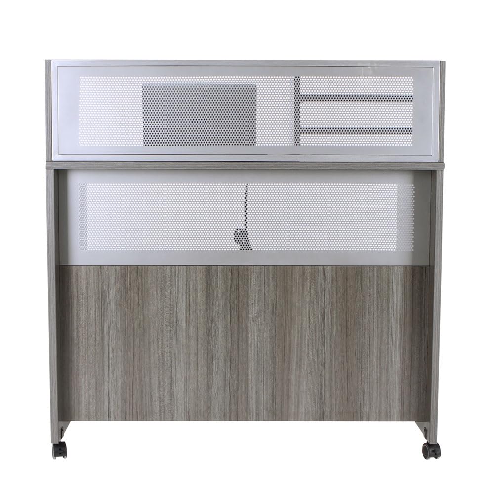 nbf signature series Modern Reception Desk - at Work Mobile Standing Height Checkout Counter Station - 48" W x 30" D Gray Laminate for Front Desk Use and Reception Counter nbf signature series