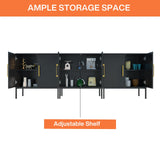 JOZZBY Buffet Cabinet with Storage, Accent Cabinet Modern Wooden Free Standing Sideboard with Adjustable Shelves, Black Side Cabinets for Living Room, Hallway, Set of 3 JOZZBY