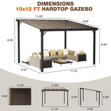 EBE 12' x 10' Gazebo, Wall Mounted Gazebo Pergola on Clearance, Hardtop Lean to Gazebo Awning with Sloped Roof, for Patio, Porch, Deck EBE