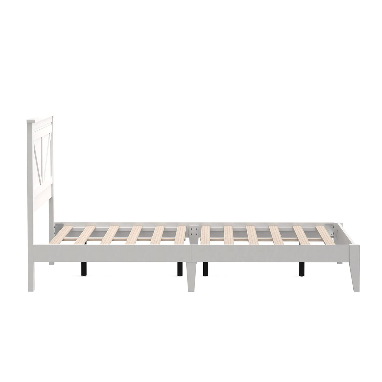 Farmhouse Solid Wood Queen Platform Bed in Gloss White by Glenwillow Home Glenwillow Home
