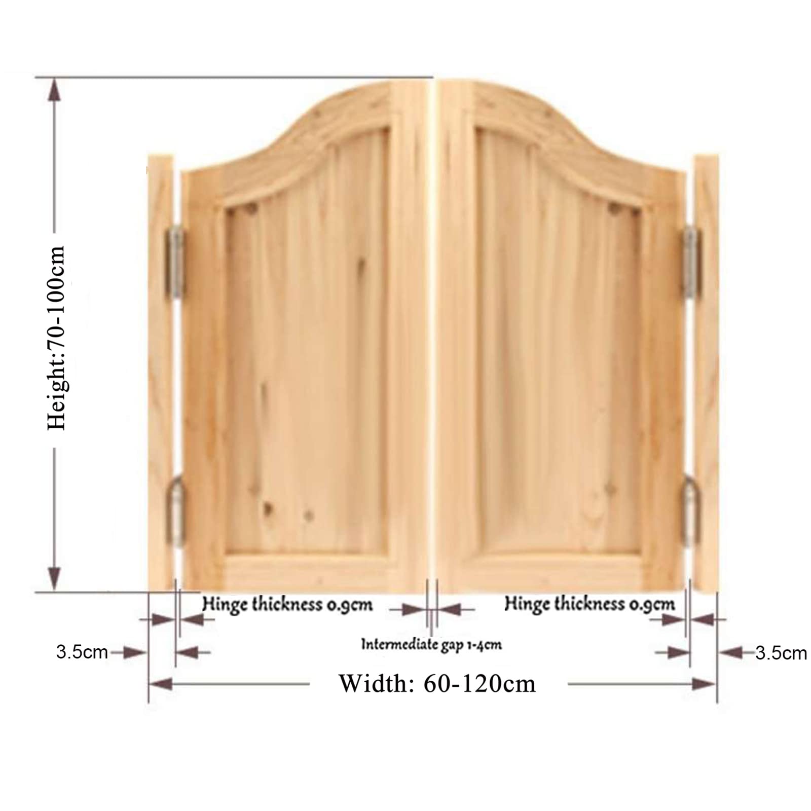 Cafe Swinging Doors,Unfinished Interior Swing Solid Wood Door Saloon Door,Self Closing Parlor Butler Door,Fence Gate for Bar Kitchen Terrace Emporium,Include Hinges,Custom (W 38 x H 38in) - WoodArtSupply