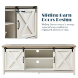 GAZHOME Modern Farmhouse TV Stand with Sliding Barn Doors, Media Entertainment Center Table for TVs up to 65”,2-Tier Large Storage Cabinets,Rustic TV Stand for Living Room Bedroom,Antique White GAZHOME