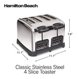 Hamilton Beach 24782 Retro Toaster with Wide Slots, Sure-Toast echnology, Bagel & Defrost Settings, Auto Boost to Lift Smaller Breads, 4 Slice, Polished Stainless Steel Hamilton Beach