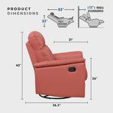 Lexicon Swivel Glider Recliner Chair, Comfy Nursery Glider, Top Grain Leather Match Recliner, Manual Reclining Chair for Living Room/Office/Apartment, Red Lexicon