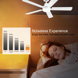JSAITEE 52 Inch Smart Ceiling Fan with Lights, Remote & App Control, DC Reversible Motor, 8 Speeds Quiet 35dB, 3CCT Dimmable LED, Low Profile Modern Ceiling Fans for Bedroom Living Room, White JSAITEE
