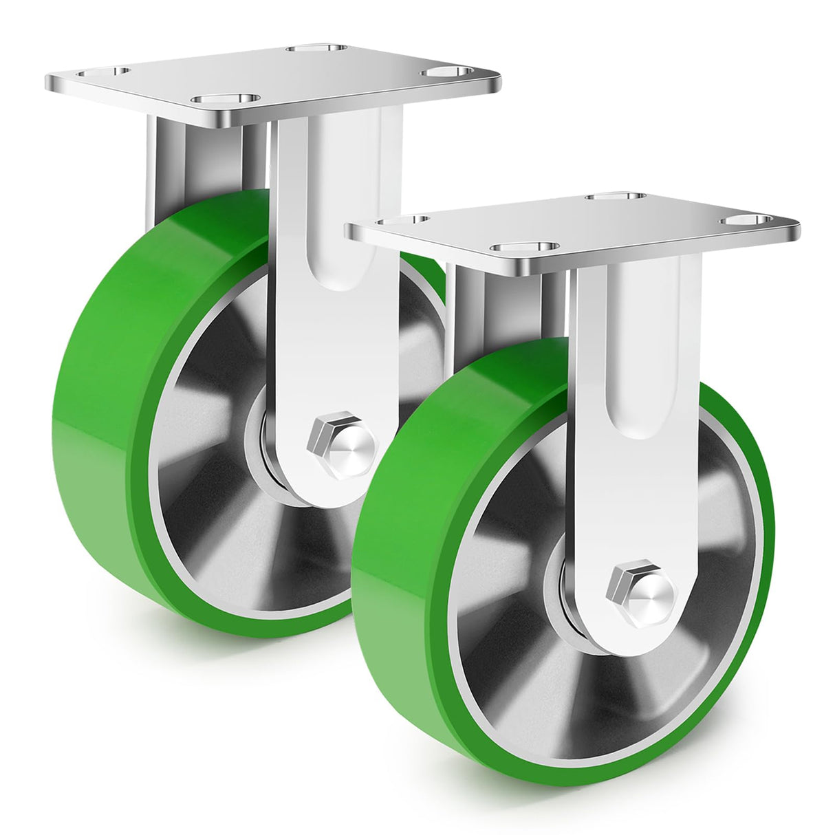 Humagineer 6 Inch Industrial Fixed Casters, Heavy Duty Industrial Grade Caster, Maintenance-Free Aluminum Core PU Wheels 2500 LBS, Durable Rigid Casters Wheels for Industrial, Equipment Humagineer