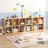 NELYE 4 Cube Organizer Bookcase - Fabric Storage Bins Container, Open Shelf Simple Compartments Bookshelf, Oak NELYE