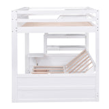 Harper & Bright Designs Full Over Full/Futon Bunk Beds with Stairs, Built-in Shelf, and 3 Drawers, Bottom Bed can be Converted into Daybed, Solid Wood Bunk Bed Frame (White) Harper & Bright Designs