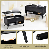 Tangkula Lift Top Coffee Table, Modern Cocktail Table with Hidden Compartment & 2 Open Shelves, Flip Top Center Table, Wooden Pull up Coffee Table for Living Room, Reception Room, Office (Black) Tangkula