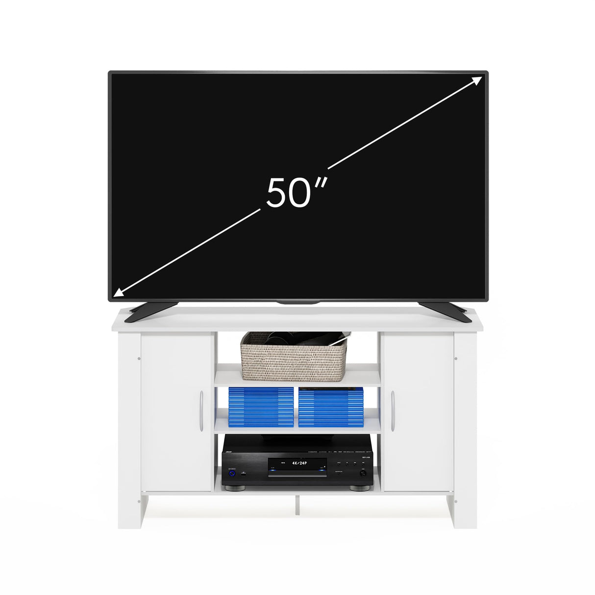 Furinno Econ Stand Entertainment Center, 50-Inch TV, White Furinno