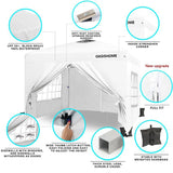 OASISHOME Pop-up Gazebo Instant Portable Canopy Tent 10'x10', with 4 Sidewalls, Windows, Wheeled Bag, for Patio/Outdoor/Wedding Parties and Events (10FTx10FT, White) OASISHOME