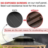 Warmally 11' x 13' Solid Wood Gazebo, Outdoor Cedar Framed Gazebo, Pavilion with Black Steel Hardtop for Patio, Deck, Garden, Backyard, Lawn Warmally