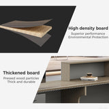 Nuipesn Modern L Shape Reception Desk with Counter – Front Desk Reception Counter with Drawers, Keyboard Tray & Shelves for Office, Salon, Retail, Lobby (Tobacco wood+Iron Gray/Left, 71"L*24"W*41"H) Nuipesn