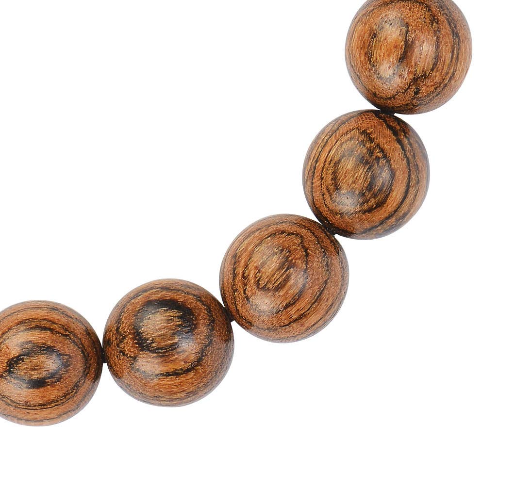 anzhongli Prayer Beads Bracelet 12MM for Men and Women Beaded Bracelet Sandalwood Elastic(12mm 17 beads Tiger skin) anzhongli
