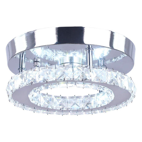diisunbihuo Modern Mini Led Chandelier Semi Flush Mount Crystal Lighting Ceiling Crystal Lamp for Bedrooms Dinning Rooms Hallway(Round White) diisunbihuo