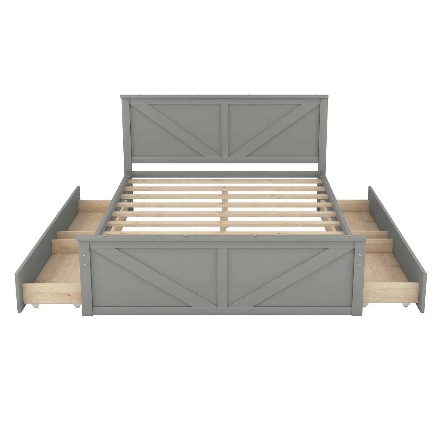 Queen Storage Bed with 4 Drawers and Headboard by Harper & Bright Designs - WoodArtSupply