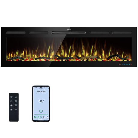 Kentsky 60" WiFi Electric Fireplace Inserts, Recessed and Wall Mounted Fireplace Heater W/Adjustable Flame Color & Brightness, Thermostat, 9H Timer, App and Remote Control, Low Noise, 750/1500W Kentsky