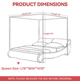 Foreate Canopy Bed Frame Stainless Steel Queen Size Bed Canopy Frame & Bed Poles, Fit for Four-Corner Bed and Mosquito Curtains, Queen (Silver) Foreate