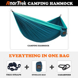 AnorTrek Camping Hammock, Super Lightweight Portable Parachute Hammock with Two Tree Straps Single or Double Nylon Travel Tree Hammocks for Camping Backpacking Hiking Blue&Dark Blue AnorTrek