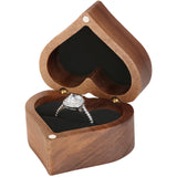 LETURE Wooden Heart Shape Ring Gift Box with Single Slot 2 Slot, Personalized Vintage Wood Jewelry Box for Proposal Engagement Wedding Ceremony Anniversary (Black-1 Slot) LETURE