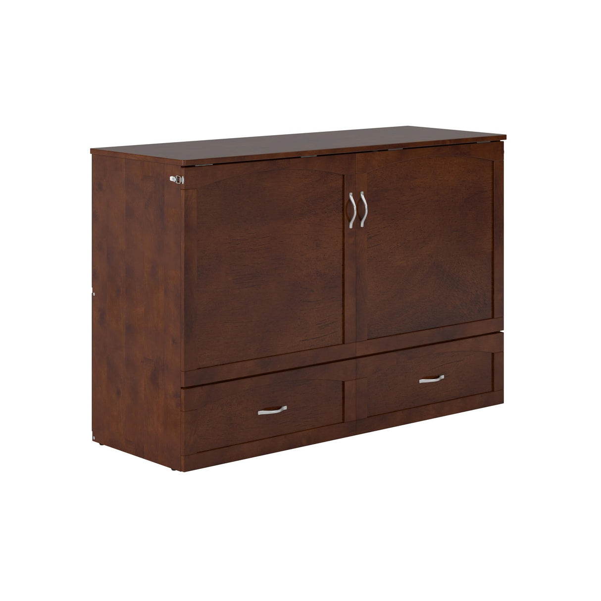 AFI, Marion Queen Wood Murphy Bed Chest with 6" Mattress, Storage Drawer, & Built-in Charger, Walnut AFI