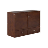 AFI, Marion Queen Wood Murphy Bed Chest with 6" Mattress, Storage Drawer, & Built-in Charger, Walnut AFI