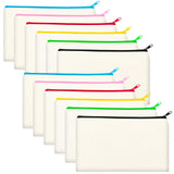 Legigo 12 Pack Blank DIY Craft Bag Canvas Pencil Case Blank Makeup Bags- Beige Canvas Pencil Pouch Bulk Canvas Cosmetic Bag Multi-Purpose Travel Toiletry Bag Canvas Color Zipper Bags 8.3 × 5 Inch Legigo