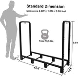 Artibear 4ft Outdoor Firewood Rack, Upgraded Adjustable Heavy Duty Logs Stand Stacker Holder for Fireplace - Metal Lumber Storage Carrier Organizer, Bright Black Artibear