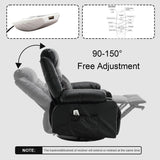 linting Electric Swivel Rocker Recliners with Massage and Heat for Adults Faux Leather Overstuffed Power Swivel Recliner with Cup Holders USB Port, Black Rocking Glider Chairs linting