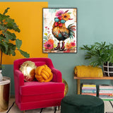 Ekuxom Chicken Diamond Painting,5D Full Drill Chicken Diamond Painting Kits,Animals Diamond Art Painting Kits Wall Decor 12x16inch, B11851 Ekuxom