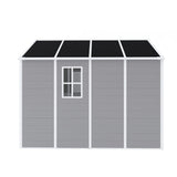 Outdoor Storage Shed 8x8 FT, Resin Shed with Floor & Window, Lockable Door, Vents, Outside Sheds & Garden Shed for Patio Furniture, Gardening Tools, Pool Equipment (Grey, 8 * 8ft) OUEEEDD