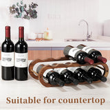Navtcow Wine Rack and Water Bottle Organizer 2 in 1 for Cabinet and Countertop - Adjustable in 2 Sizes (Acacia Wood 2 Tier) Navtcow