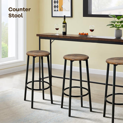 ViHOTA Bar Stools Set of 2, Counter Height Bar Stools Set, 24 Inch Bar Chairs, Round Breakfast Bar Stools for Kitchen Island, Dining Room, Home Bar, Café, with Metal Legs, Footrest, Rustic Br - WoodArtSupply