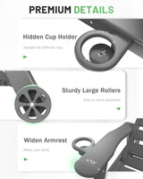 SUUNYN Lounge Chair Outdoor, Chaise Lounge Chair Outdoor, HDPE 6-Position Outdoor Chaise Lounge, Patio Lounge Chair with Wheels & Cup Holder for Pool Poolside Deck Backyard, Grey SUUNYN