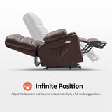 MCombo Medium Lay Flat Dual Motor Power Lift Recliner Chair Sofa with Massage and Heat for Elderly People, Infinite Position, Faux Leather 7679 (Light Brown, Medium) MCombo