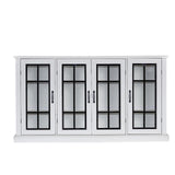 AMERLIFE 63" Sideboard, 6 Adjustable Shelves Sideboard Buffet Cabinet with 4 Doors, Accent Storage Credenzas for Dining Room, Living Room, Distressed White AMERLIFE