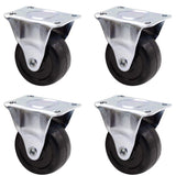 Luomorgo 4Pcs Casters Heavy Duty 2 inch Rubber Black Caster Wheels with Rigid Fixed Non-Swivel Top Plate for Furniture Luomorgo