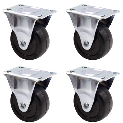 Luomorgo 4Pcs Casters Heavy Duty 2 inch Rubber Black Caster Wheels with Rigid Fixed Non-Swivel Top Plate for Furniture