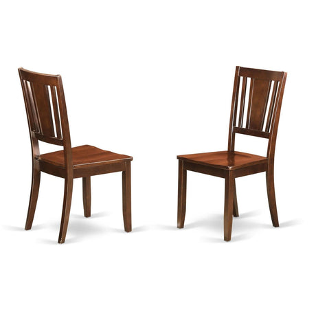 East West Furniture Dudley Dining Room Slat Back Wood Seat Chairs, Set of 2, Mahogany East West Furniture