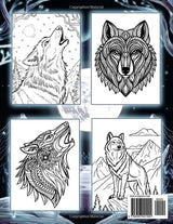 Wolves Coloring Book: Beautiful Wolf Designs for Relaxation, Stress Relief, and Creative Coloring for Adults and Teens Majosta