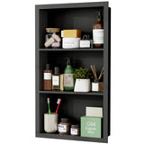 Giklux Stainless Steel Recessed Medicine Cabinet 14''*24'', Rust-Proof Metal Wall Niche, in Wall Shower Niche Shelf Insert Replacement, Recessed Medicine Cabinets for Drywall, Bathroom Storage, Black Giklux