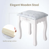 Altillo Makeup Vanity Table Set, Makeup Table and Stool with Oval Mirror & 4 Storage Drawers, Wooden Dressing Desk Table Furniture Set for Women Girls Altillo