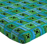 Jay Franco Kids Sheet Set with Fitted, Flat Sheets & Pillow Cover - Ultra-Soft Bedding with Pillowcase for Room Decor, Blue - Minecraft Creeper, 4 Piece Queen Jay Franco